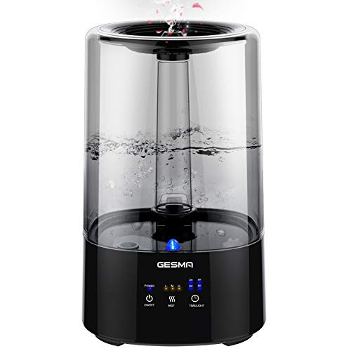 GESMA Cool Mist Humidifier Quiet Ultrasonic Humidifier Auto Shut with Colorful Night Light Top Fill Air Humidifier Essential Oil Adjustable Mist Out GESMA Cool Mist Humidifier Quiet Ultrasonic Humidifier Auto Shut with Colorful Night Light Top Fill Air Humidifier Essential Oil Adjustable Mist Out