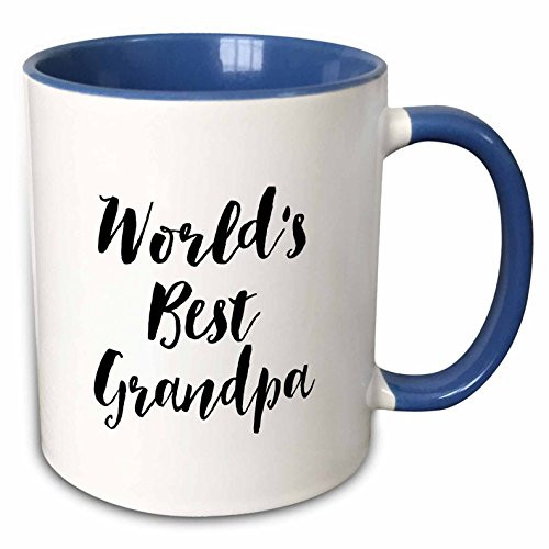 3dRose mug_219516_6 "Phrase - Worlds Best Grandpa" Two Tone Mug, 11 oz, Blue