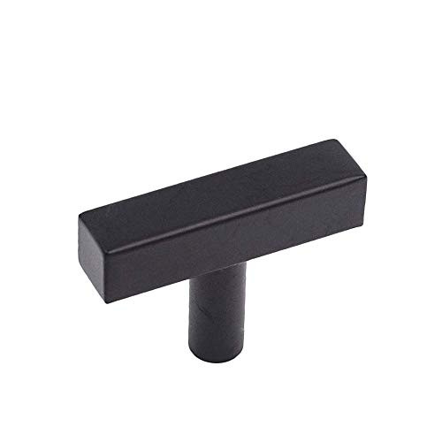 5Pack goldenwarm Drawer Pull Knobs Black Kitchen Cabinet Knobs - LSJ22BK Square Bar Cabinet Pull Knobs for Kitchen Cabinets Bathroom Stainless Steel T