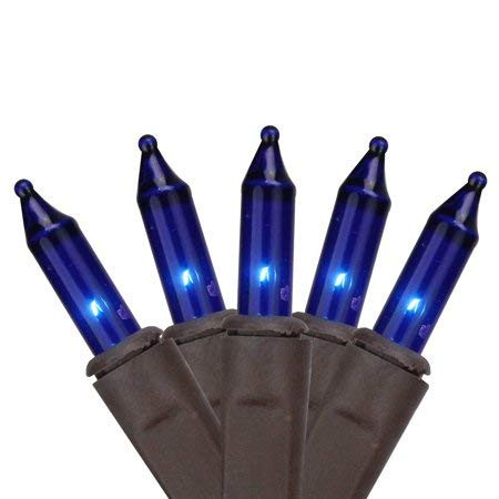 Blue Incandescent Christmas Lights  66 Ft Brown Wire 200 Mini Lights  UL Certified Holiday String Light  End to End Connectable Indoor and Outdoor Comme