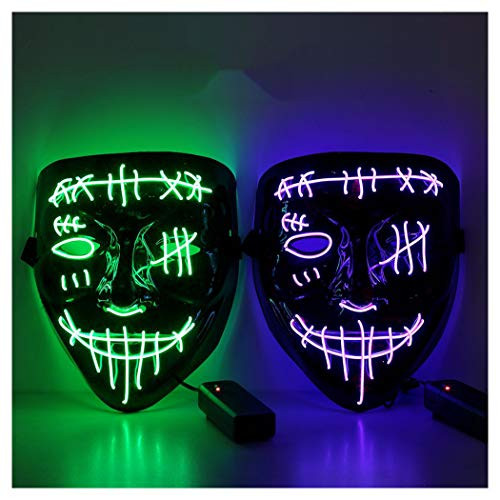 Halloween Scary Mask LED Mask LED Purge Mask -2PACK- LED Light Up Mask EL Wire Light Up for Festival Cosplay Halloween Costume Halloween Festival Part