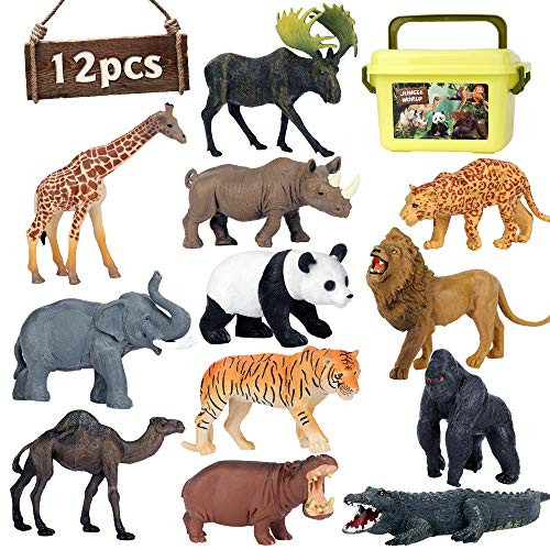 Safari Animal Toys Figures 12 PCS Realistic Jumbo Wild Jungle Animals Figurines Large African Zoo Animal Playset with Lion Elephant Giraffe Plastic Safari Animal Toys Figures 12 PCS Realistic Jumbo Wild Jungle Animals Figurines Large African Zoo Animal Playset with Lion Elephant Giraffe Plastic