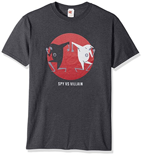 Despicable Me Mens Dm3 Gru and Dru Spy Vs Villain Funny Graphic Tee  Charcoal Heather  Small