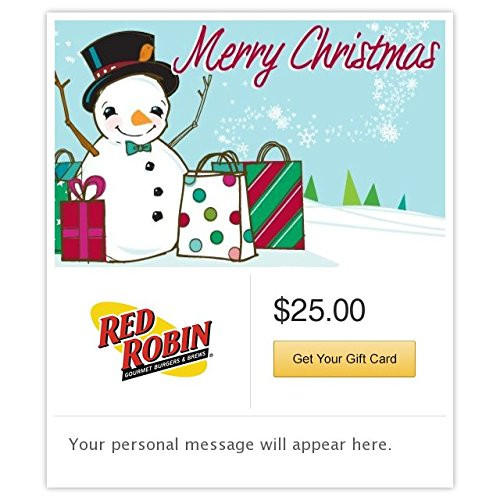 Red Robin Shopping Snowman Gift Cards - Email Delivery Red Robin Shopping Snowman Gift Cards - Email Delivery