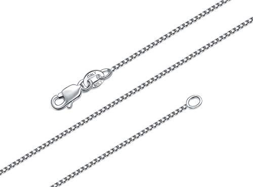 925 Sterling Silver Box Chain Necklace BORUO 1mm Solid Italian Nickel-Free Lobster Claw Clasp 18 Inch 925 Sterling Silver Box Chain Necklace BORUO 1mm Solid Italian Nickel-Free Lobster Claw Clasp 18 Inch