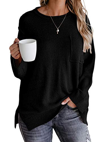OFEEFAN Oversized Sweaters for Women Black Sweaters for Women Long Sleeve Sweater XXL