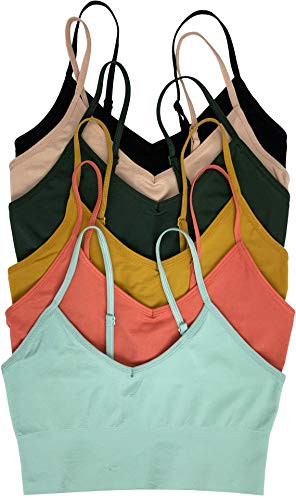ToBeInStyle Womens Pack of 6 Y-Back Racerback Non  Padded Sports Bras - Elongated Pastel - OS