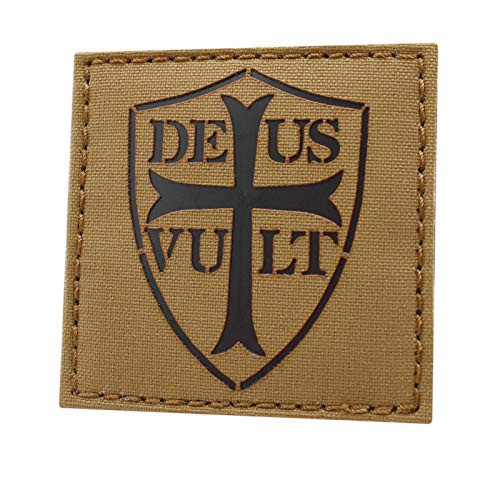 IR Coyote Deus Vult Crusader Cross Seal Team 3x3 Armor of God Tactical Morale Touch Fastener Patch