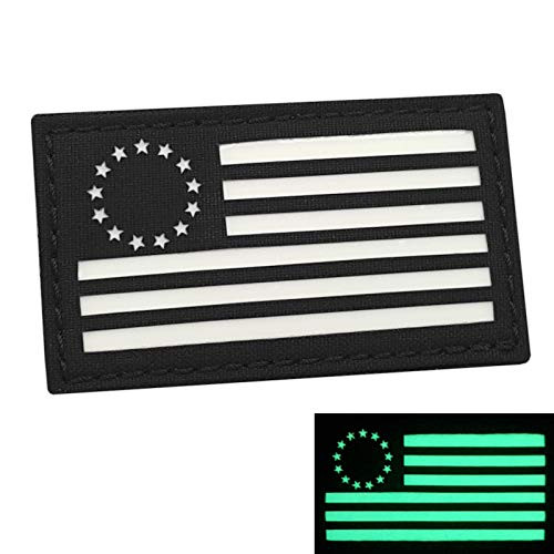 GITD Betsy Ross USA America Flag 2x3-5 Glow in The Dark IFF Tactical Morale Hook-and-Loop Patch