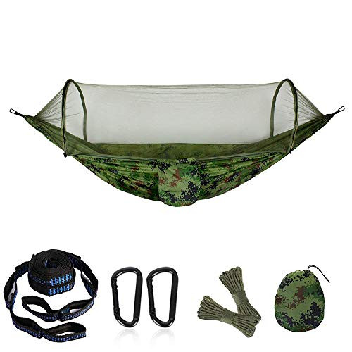 Camping Hammock Portable Hammock with Mosquito Net Double Hammock with Parachute Fabric 115 55 Hammock Net for 2 Persons Tree Tent Outdoors -Camoufl