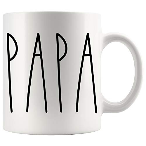 Papa Mug - Papa Rae Dunn Style Coffee Cup - Rae Dunn Inspired - Mothers Day-Fathers Day - Family Coffee Mug For Birthday Present For The Best Papa E