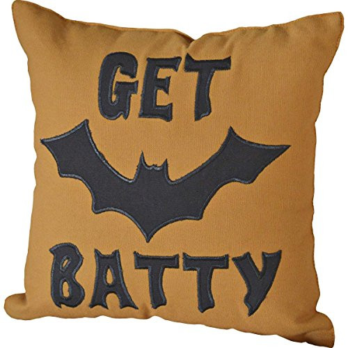 VHC Brands Harvest & Thanksgiving Holiday Pillows & Throws-Get Batty Orange 12" x 12"