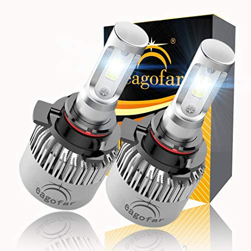 Eagofar LED Headlights S2 Series 9012 HIR2 LED Headlight Bulbs with 2 Pcs of Led Headlight Bulb Conversion Kits 6500K 8000LM COB Led Chips Single Beam
