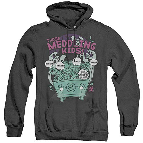 Scooby Doo Meddling Since 1969 Unisex Adult Pull-Over Heather Hoodie  X-Large Black