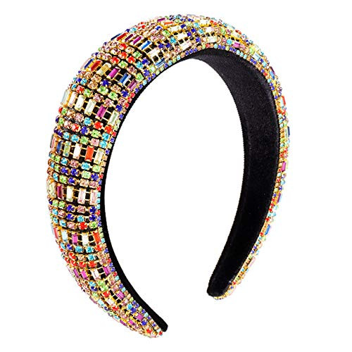 XOCARTIGE Rhinestone Crystal Velvet Padded Headbands for Women Delicate Bejewelled Hairbands Multicolored Rhinestone Embellished Hair Hoop Wedding Bri XOCARTIGE Rhinestone Crystal Velvet Padded Headbands for Women Delicate Bejewelled Hairbands Multicolored Rhinestone Embellished Hair Hoop Wedding Bri