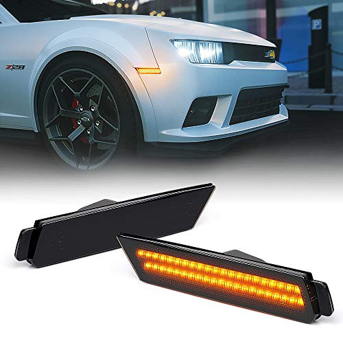 Xprite Amber LED Side Marker Lights Front Bumper Smoked Lens Sidemarker Lamps Compatible with 2010-2015 Chevrolet Chevy Camaro - 1 Pair Xprite Amber LED Side Marker Lights Front Bumper Smoked Lens Sidemarker Lamps Compatible with 2010-2015 Chevrolet Chevy Camaro - 1 Pair