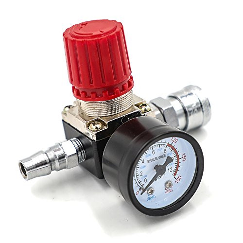 Air Compressor 1/4" Pressure Regulator Gauge 140PSI Air Gauge Water Trap for Compressor and Air Tools