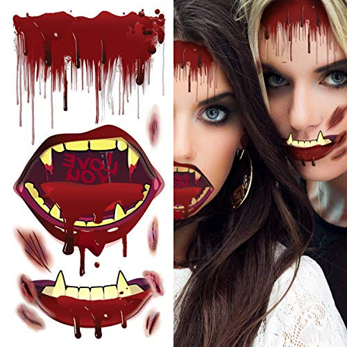 Supperb Temporary Tattoos - Bleeding Vampire Mouth Wound Scar Bloody mouth and teeth Vampire Zombie Halloween makeup Halloween Tattoos Supperb Temporary Tattoos - Bleeding Vampire Mouth Wound Scar Bloody mouth and teeth Vampire Zombie Halloween makeup Halloween Tattoos