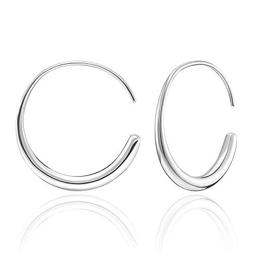SWEETV 925 Sterling Silver Hoop Earrings for Women 25MM Medium Huggie Hoop Earrings Lightweight Hypoallergenic Open Hoops