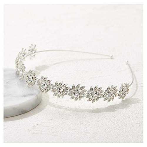 SWEETV Sliver Crystal Bridal Headband Flower Wedding Headpiece for Bride Rhinestone Hair Accessorie Tiara for Women SWEETV Sliver Crystal Bridal Headband Flower Wedding Headpiece for Bride Rhinestone Hair Accessorie Tiara for Women