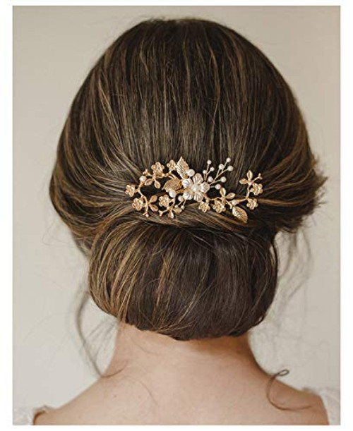 SWEETV Handmade Wedding Hair Pin Gold Bride Hair Hair Accessories for Women Wedding SWEETV Handmade Wedding Hair Pin Gold Bride Hair Hair Accessories for Women Wedding