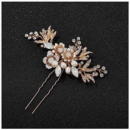 SWEETV Crystal Wedding Hair Pin Handmsde Wedding Hair Accessories Hair Pieces for Brides Gold SWEETV Crystal Wedding Hair Pin Handmsde Wedding Hair Accessories Hair Pieces for Brides Gold