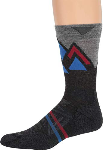 Smartwool PhD Outdoor Light Pattern Crew Charcoal Heather MD -Mens Shoe 6-8-5-