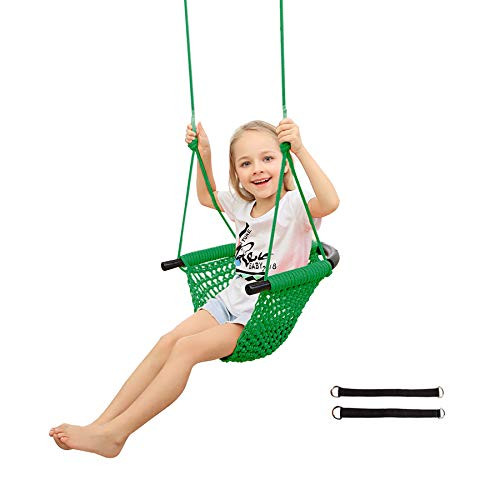 RedSwing Kids Swing  Tree Swing for Kids with Adjustable Ropes  Hand-Knitting Rope Swing Seat Great for Tree  Outdoor Indoor  Playground  Backyard  Gr