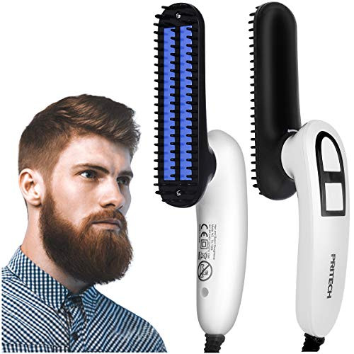 Electric Beard Straightener Brush  Hair Straightening Beard Styling Comb  Detangling and Volumizing Beard Straightener Brush for Men  Portable Heating B
