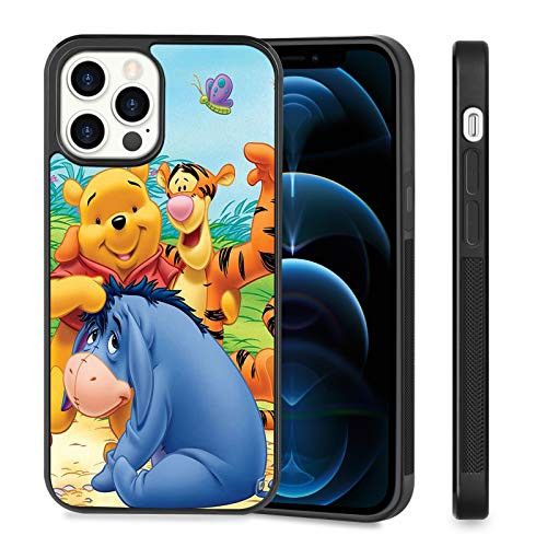 DISNEY COLLECTION iPhone 12 Pro Max Case Winnie The Pooh Eeyore Tigger Cute Black Tire Slip Proof Design Bumper Shock Absorption Protective iPhone 12