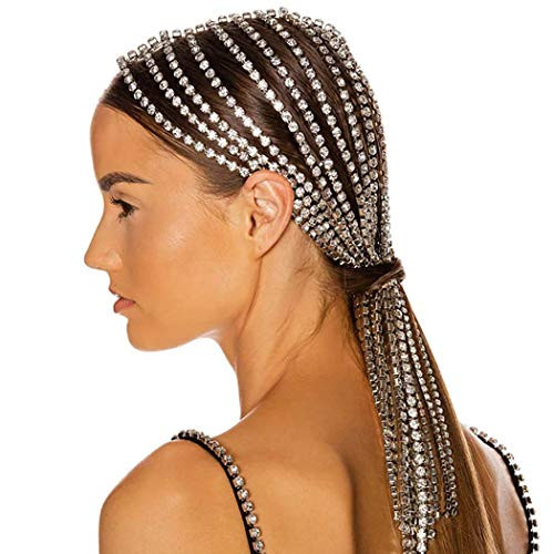 Fstrend Sparkly Crystal Hair Extensions Silver Rhinestones Tassel Chain Multi Strand Halloween Hip-pop Hair Accessories Women and Girls -Multi Strand- Fstrend Sparkly Crystal Hair Extensions Silver Rhinestones Tassel Chain Multi Strand Halloween Hip-pop Hair Accessories Women and Girls -Multi Strand-