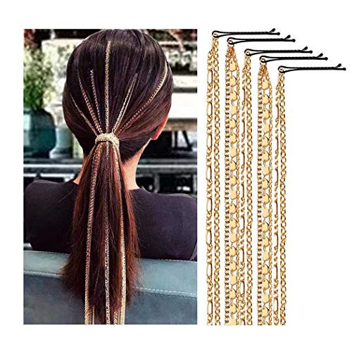 Fstrend Hair Extensions Silver Sequins Tassel Chain Multi Strand Halloween Hip-pop Hair Accessories Women and Girls -gold sequins- Fstrend Hair Extensions Silver Sequins Tassel Chain Multi Strand Halloween Hip-pop Hair Accessories Women and Girls -gold sequins-