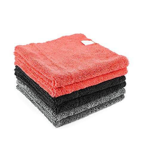 SGCB 16 x 16 Microfiber Edgeless Cleaning Towel for Car Wax Removal Pack of 6  Long Short Plush Dual Pile Auto Detailing Cloth High Water Absorbent