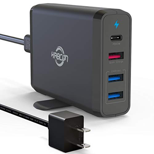 USB C Charger 4-Port USB Wall Charger with 60w PD Charger USB C and Quick Charge 3-0 Wall Charger 18W and Dual Port USB Wall Charger 12W for MacBook Pro