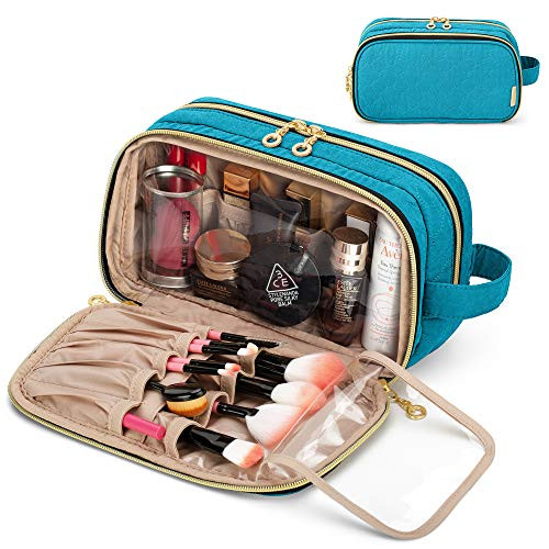Teamoy Makeup Brush Travel Case  Makeup Train Case for Makeup Brushes-up to 9-inch-  Beauty Essentials and more  Teal -Patent Pending-