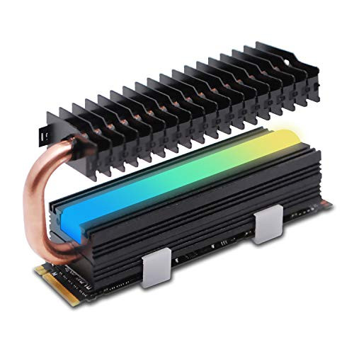 EZDIY-FAB M-2 Heatsink with Heatpipe  5V 3-Pin ARGB SATA NVMe NGFF M-2 Heatsink SSD Cooler for 2280 M-2 SSD  with Thermal Pad -SSD Not Included-
