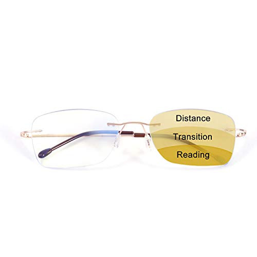 WANWAN Rimless Frame Progressive Multifocus Reading Glasses for Women Reader