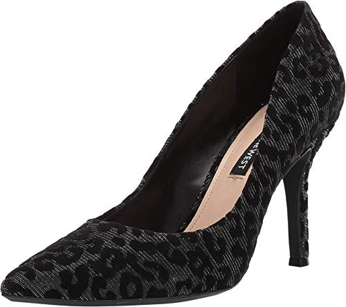 NINE WEST Fifth9x9 Black Fabric Leopard Print Pump-Black-9-5-M
