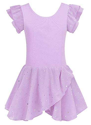 Lovefairy Girls Ballet Dancewear Gym Sport Gymnastic Leotard 4t 5t Kids Sparkly Unitard Biketard for Party Classes 4-5 Years Purple