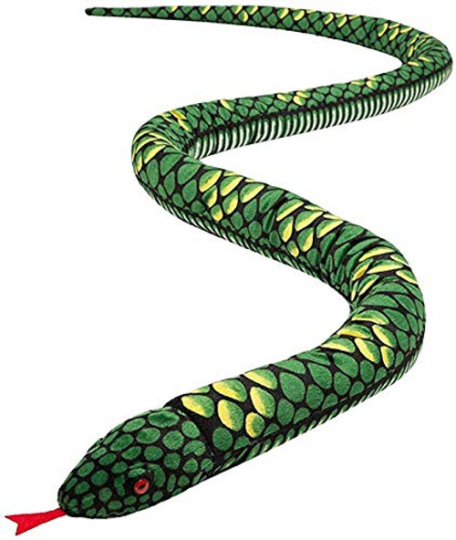 BUER Plush Toy Snake Stuffed Animal Giant Boa Anaconda Plush Lifelike Toys for Kids Green 120 cm -Green-