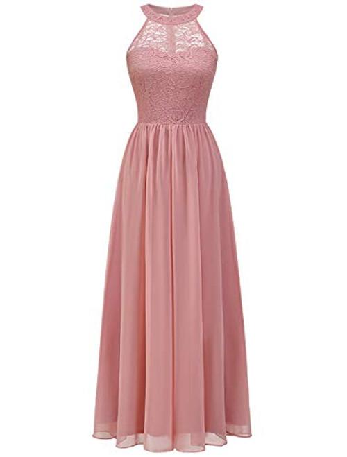 Wedtrend Halter Floral Lace Long Chiffon Bridesmaid Dress Cocktail Party Formal Maxi Dress WT0201Blush2XL Wedtrend Halter Floral Lace Long Chiffon Bridesmaid Dress Cocktail Party Formal Maxi Dress WT0201Blush2XL