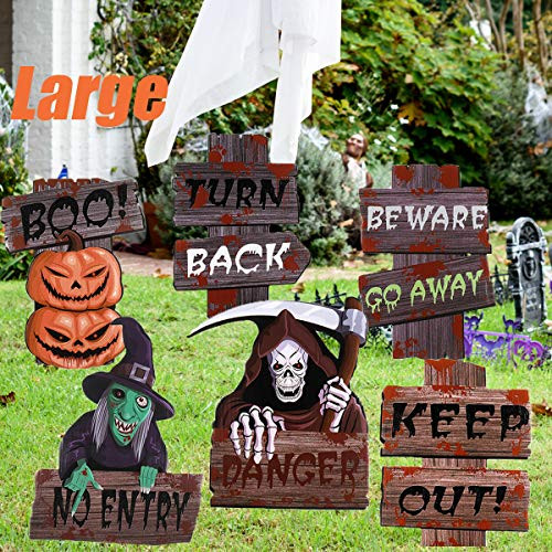 IMIKEYA Halloween Beware Yard Signs for Halloween Yard Decorations Corrugated Yard Stake Signs for Halloween Lawn Yard Props Scary Zombie Party Haunte