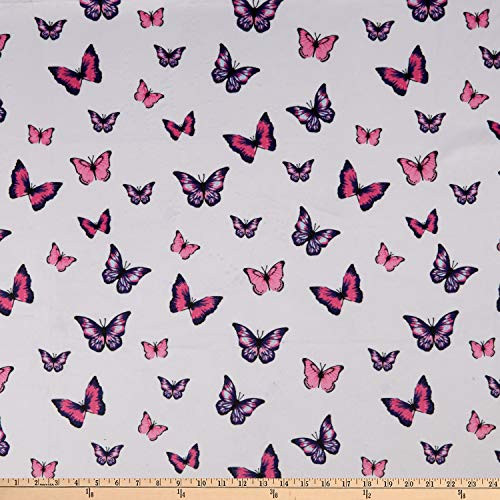Exclusive Shannon Studio Digital Minky Cuddle Les Papillions Pink Fabric by the Yard