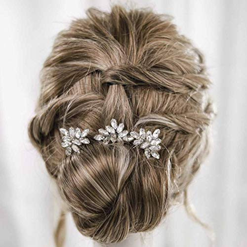 Yean Silver Crystal Hair Pins Wedding Hair Accessories Bridal Headpiece for Brides and Bridesmaids -Pack of 3- Yean Silver Crystal Hair Pins Wedding Hair Accessories Bridal Headpiece for Brides and Bridesmaids -Pack of 3-