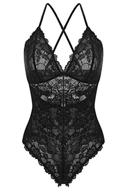Women Lingerie Sexy One Piece Lace Teddy Bodysuit Babydoll Chemise Sleepwear Black L Women Lingerie Sexy One Piece Lace Teddy Bodysuit Babydoll Chemise Sleepwear Black L