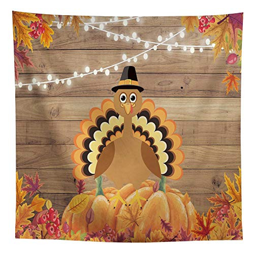 Allenjoy Thanksgiving Day Wood Backdrop Autumn Turkey Maple Leaves Pumpkin Holiday Dinner Party Cake Table Wall Decoration Banner Kids Newborn Photogr