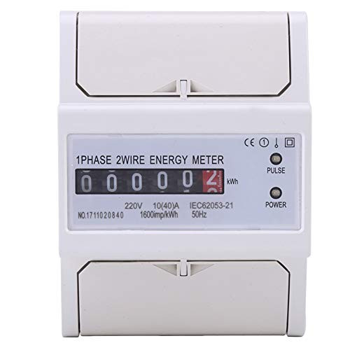 Yosoo Health Gear DIN Rail KWh Meter  Single Phase Power KWH Electricity Energy Meter LCD Display Single-Phase 2 Wire 4P Electronic KWh Digital Energy