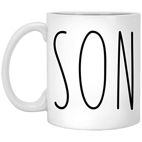 Son Mug - Son Rae Dunn Style Coffee Cup - Rae Dunn Inspired - Mothers Day-Fathers Day - Family Coffee Mug For Birthday Present For The Best Son Ever