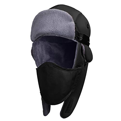 Zacro Trapper Hat - Unisex Winter Warm Hat Trapper Trooper Hat with Windproof Mask for Men and Women Black
