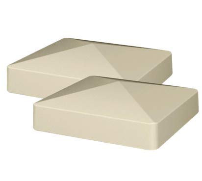 2-Pack Tan-Almond PVC Vinyl 4 inch x 4 inch External Pyramid Post Cap